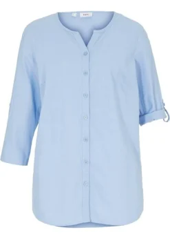 Chemisier En Lin Avec Fentes Latérales, Manches 3/4 -Mode Femme 23025641 QQtGHPQI