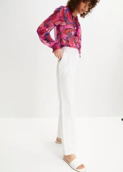 Pantalon En Lin Majoritaire Avec Taille Confortable, Loose Fit -Mode Femme 23042185 2a62bzhk