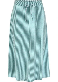 Jupe En Jersey à Rayures, Longueur Genou