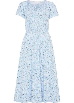 Robe Midi Avec Large Smock à La Taille Et Manches Papillon