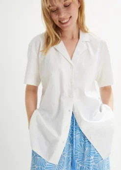 Chemisier Oversize Décontracté En Lin, Manches Courtes -Mode Femme 23045119 nHTHR45W