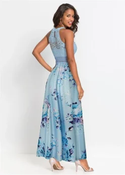 Robe Longue Estivale Avec Imprimé Floral Et Empiècement Dentelle -Mode Femme 23058130 EaQZqx9d