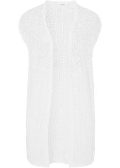 Gilet Sans Manches En Maille Ajourée Avec Fentes Latérales