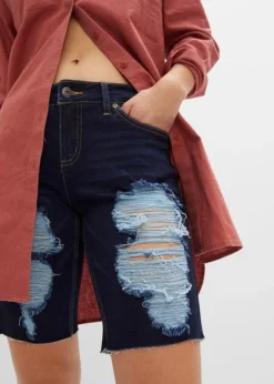 Rainbow Bermuda En Jean Avec Effets Destroy -Mode Femme 23064261 pxFDlqIy