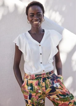 Blouse à Manches Volantées -Mode Femme 23074731 S8aA6iaL