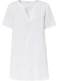 Tunique Longue En Mousseline, Manches Courtes