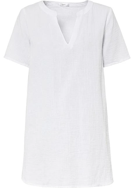 Tunique Longue En Mousseline, Manches Courtes 1 Tunique Longue En Mousseline, Manches Courtes