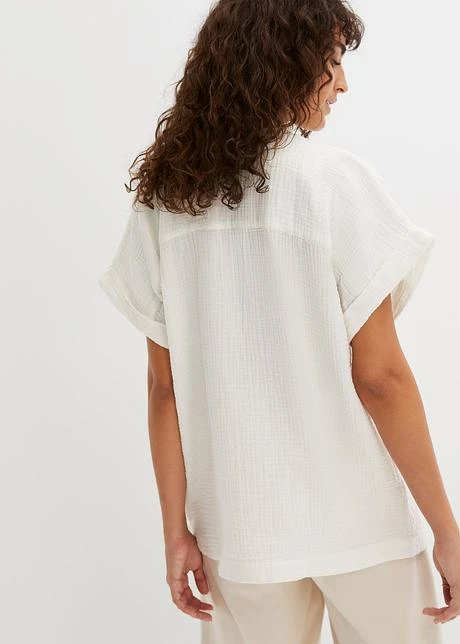 Blouse En Mousseline Avec Patte De Boutonnage Et Poche 3 Blouse En Mousseline Avec Patte De Boutonnage Et Poche – Image 3