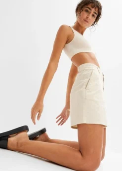 Short En Twill Taille Haute -Mode Femme 23080114 jvHSfGuk