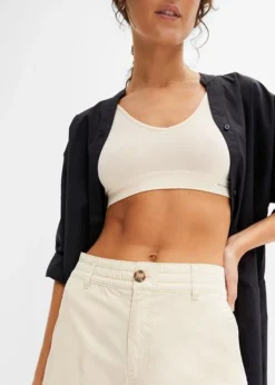 Short En Twill Taille Haute -Mode Femme 23080118 Wtb0C2zg