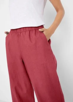 Pantalon En Lin Majoritaire, Longueur Cheville Et Taille Confortable, Loose Fit -Mode Femme 23084912 VVjd699l