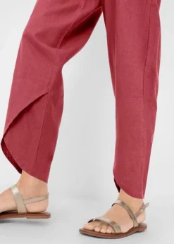 Pantalon En Lin Majoritaire, Longueur Cheville Et Taille Confortable, Loose Fit -Mode Femme 23084913 G9i432px
