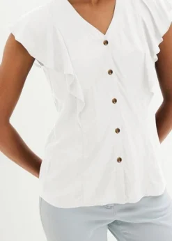 Blouse à Manches Volantées -Mode Femme 23092069 DC8YZP49