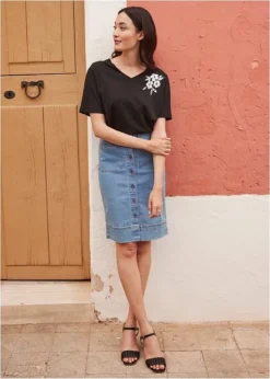 Jupe En Jean à Boutons -Mode Femme 23093636 oHXjtp5h