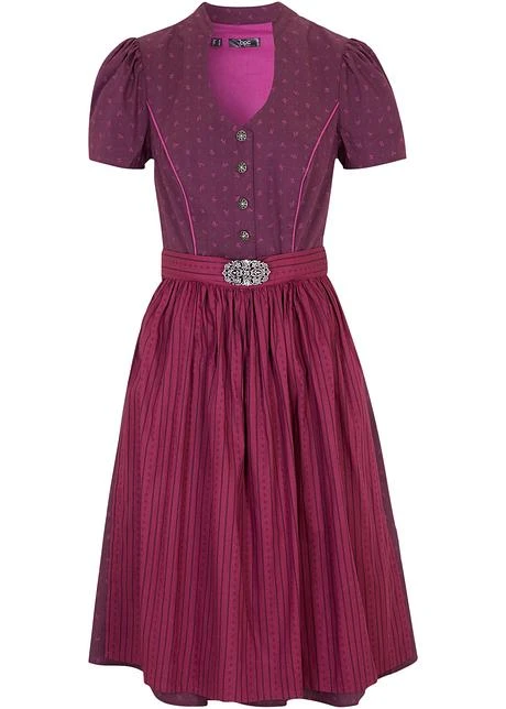 Robe Bavaroise Avec Tablier Longueur Genou (Ens. 2 Pces.) 1 Robe Bavaroise Avec Tablier Longueur Genou (Ens. 2 Pces.)