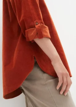 Chemise En Velours Côtelé Avec Fente Latérale -Mode Femme 23115199 lyO8lGzh