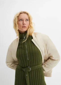 Robe En Maille Côtelée Avec Col Camionneur -Mode Femme 23123450 N7fHA8EW