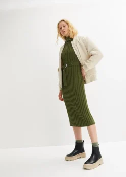 Robe En Maille Côtelée Avec Col Camionneur -Mode Femme 23123455 4tmdtpBf