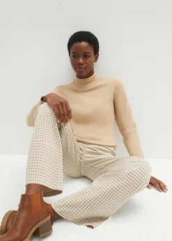 Pantalon Extensible à Motif Pied-de-poule, Wide Leg -Mode Femme 23125746 ve6YpdKB