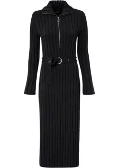 Robe En Maille Côtelée Avec Col Camionneur -Mode Femme 23125974 kDjdbfld