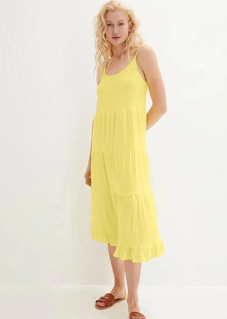 Robe Midi à Volants Et Bretelles Spaghetti 2 Robe Midi à Volants Et Bretelles Spaghetti – Image 2