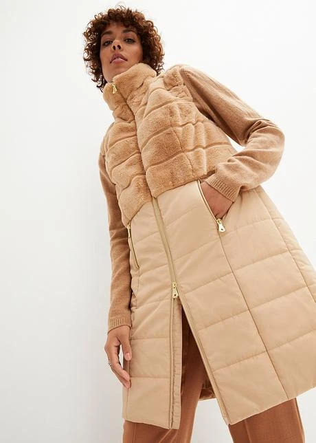 Gilet Long Sans Manches Matelassé Avec Empiècement En Synthétique 2 Gilet Long Sans Manches Matelassé Avec Empiècement En Synthétique – Image 2