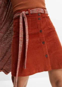 Jupe Velours Côtelé Avec Patte De Boutonnage -Mode Femme 23142115 BwQrAoUp