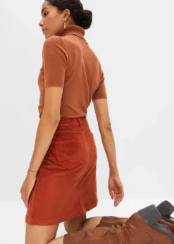 Jupe Velours Côtelé Avec Patte De Boutonnage -Mode Femme 23142293 G9M6VjcO