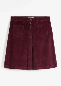 Jupe Velours Côtelé Avec Patte De Boutonnage -Mode Femme 23147579 4p62DBuK