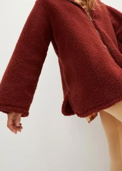 Veste En Polaire Peluche Coupe Trapèze Avec Fentes Latérales -Mode Femme 23148388 F85srSgu