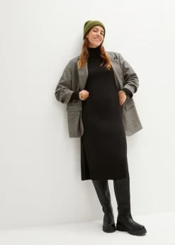 Robe En Maille Longueur Midi Avec Col Montant Et Fentes -Mode Femme 23148457 fAv9ayIG