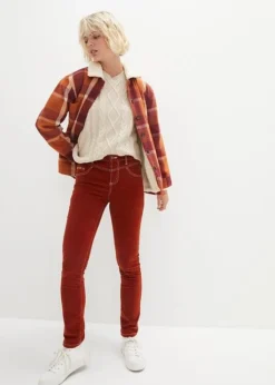 Pantalon En Velours Côtelé Extensible Slim Fit Avec Coutures Contrastantes -Mode Femme 23148472 3qUTI4uF