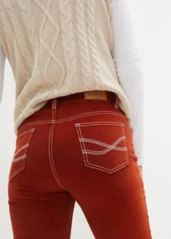 Pantalon En Velours Côtelé Extensible Slim Fit Avec Coutures Contrastantes -Mode Femme 23148474 FUDz0Pw3