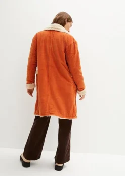 Veste Longue En Velours Côtelé Avec Doublure Peluche -Mode Femme 23148627 B0nHz528