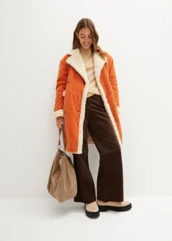 Veste Longue En Velours Côtelé Avec Doublure Peluche -Mode Femme 23148628 SNihgEMr