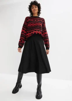 Jupe En Punto Di Roma Qui Tombe Au-dessous Du Genou -Mode Femme 23157083 U1bnJkLe