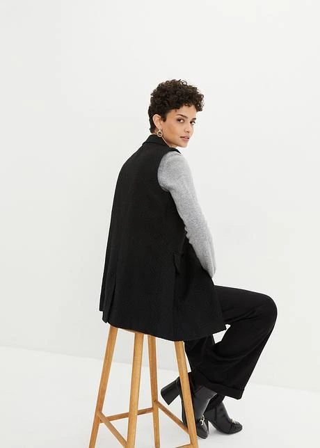 Gilet Sans Manches Long En Bouclé Brillant 3 Gilet Sans Manches Long En Bouclé Brillant – Image 3