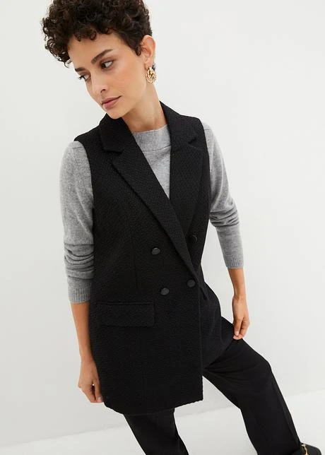 Gilet Sans Manches Long En Bouclé Brillant 2 Gilet Sans Manches Long En Bouclé Brillant – Image 2