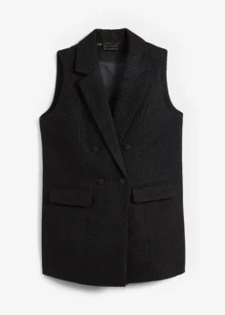 Gilet Sans Manches Long En Bouclé Brillant