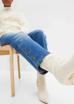 Rainbow Jean Raccourci Avec Boutons Bijoux -Mode Femme 23163263 NcN1mKpl