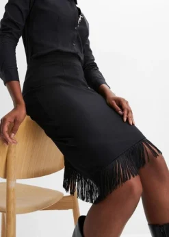 Jupe Taille Haute à Franges -Mode Femme 23168523 kvZmdQTi