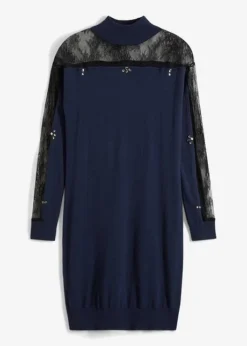 Robe En Maille Avec Empiècement Dentelle