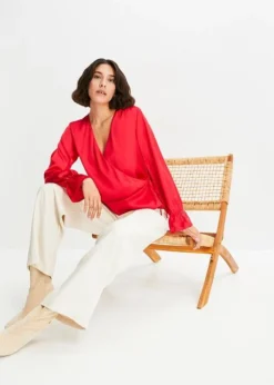 Blouse Cache-cœur En Satin -Mode Femme 23171757 OMCx6yhU