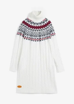 Robe En Maille Norvégienne Avec Motif Torsadé