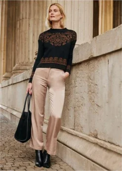 Pantalon Palazzo En Satin -Mode Femme 23177685 IANw0ze5