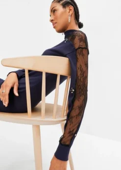 Robe En Maille Avec Empiècement Dentelle -Mode Femme 23188160 npREDqIS