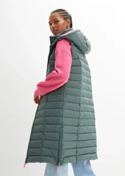 Long Gilet Sans Manches Matelassé Confortable à Capuches Et Poches Refermables -Mode Femme 23195045 3xf0Z4mt