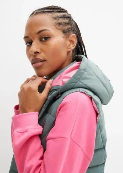 Long Gilet Sans Manches Matelassé Confortable à Capuches Et Poches Refermables -Mode Femme 23195047 X4WS2Kuf