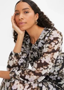 Robe Midi Imprimée à Col Lavallière -Mode Femme 23203634 h7LTMLMp