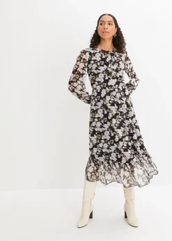 Robe Midi Imprimée à Col Lavallière -Mode Femme 23203734 IMqmWUz3